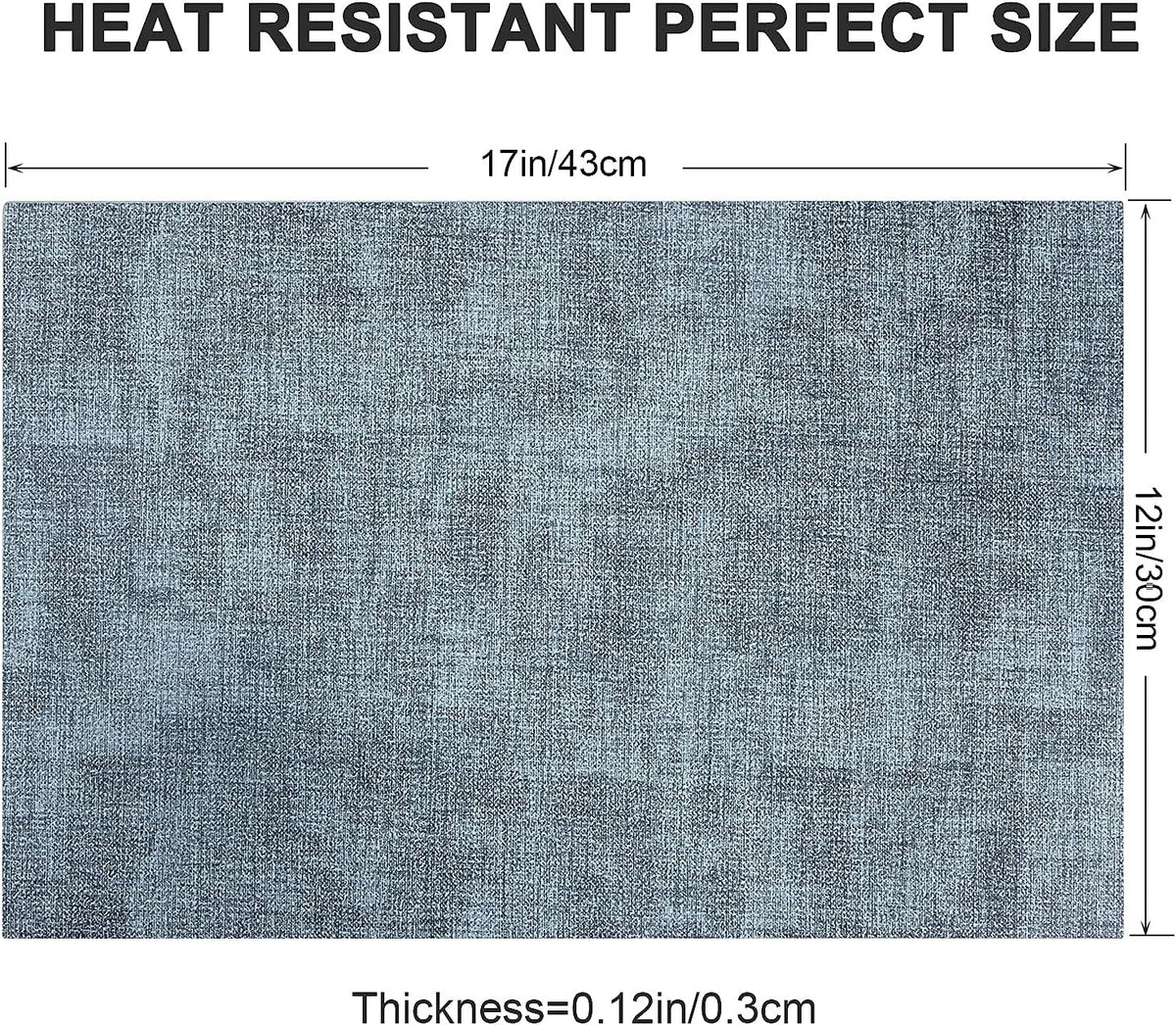 Leather Heat Resistant Placemats Set of 6 Waterproof Wipeable Washable PU Table Mats,Easy to Clean Anti-Slip (6, Blue)