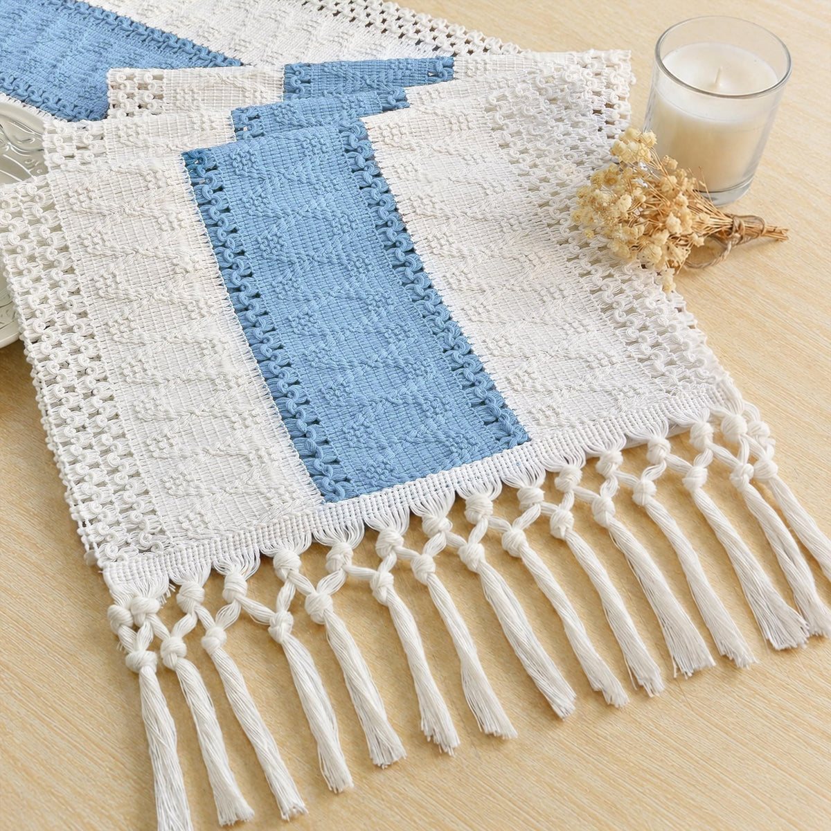 FEXIA Boho Table Runner for Fall Home Decor 12x90 Rustic with Tassels