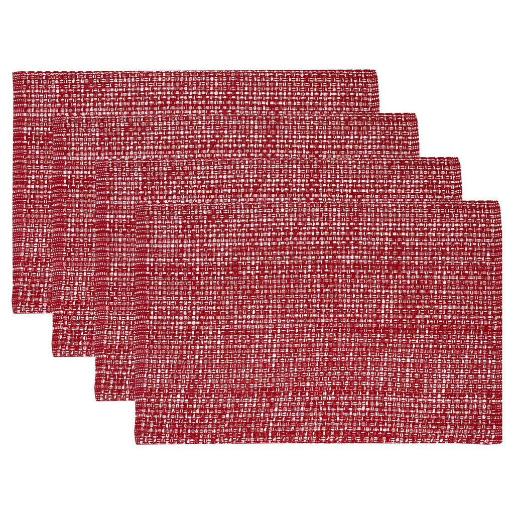 Sweet Home Collection 100% Cotton Placemats for Dining Room Rectangle Two Tone Woven Fabric 13" x 19" Soft Durable Table Mat Set, Set of 4, Eggshell