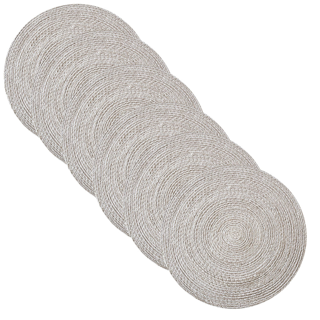 Sweet Home Collection 100% Cotton Placemats for Dining Room Rectangle Two Tone Woven Fabric 13" x 19" Soft Durable Table Mat Set, Set of 6, Eggshell