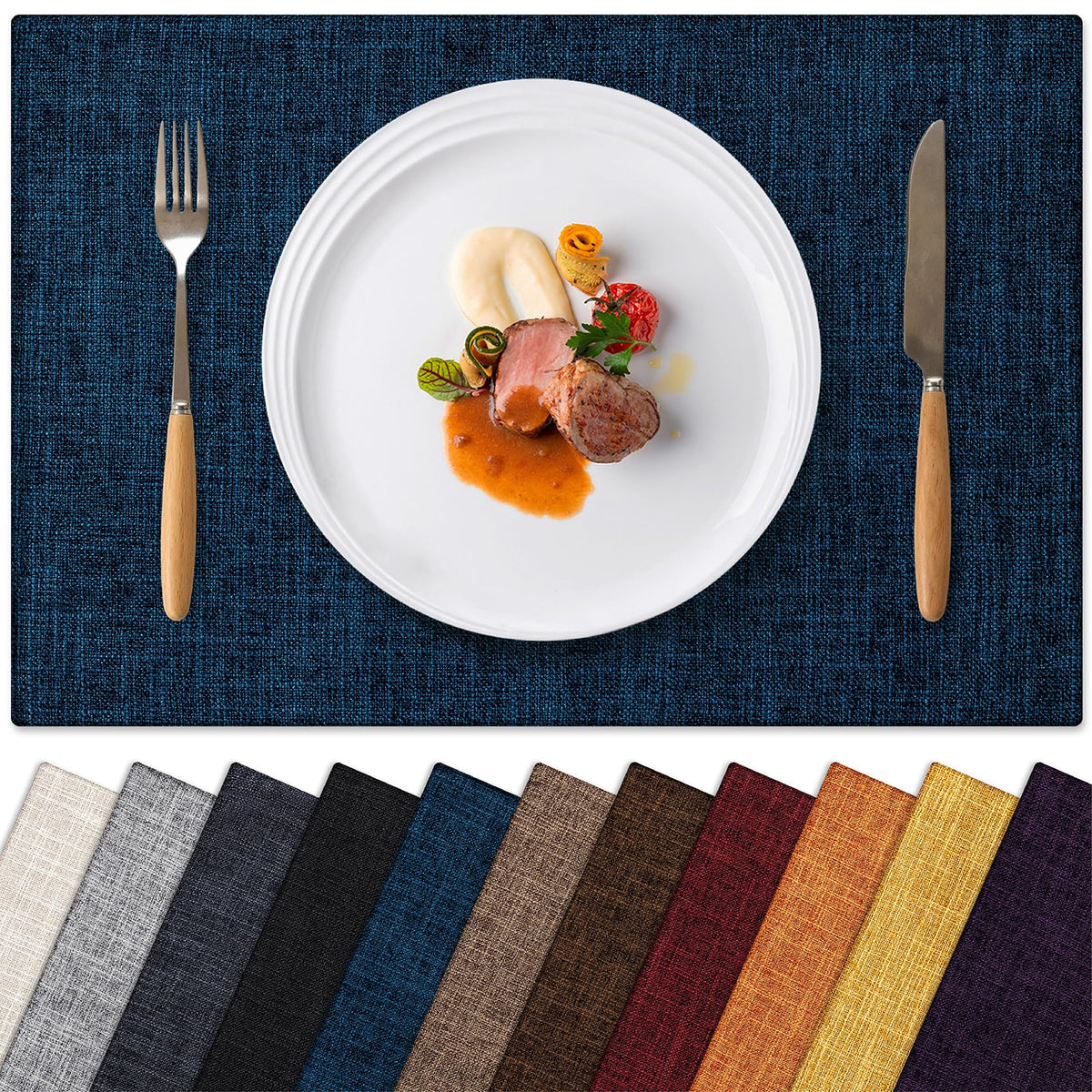 Placemats Set of 4 Machine Washable Cloth Table Mats, 12x18 Inch