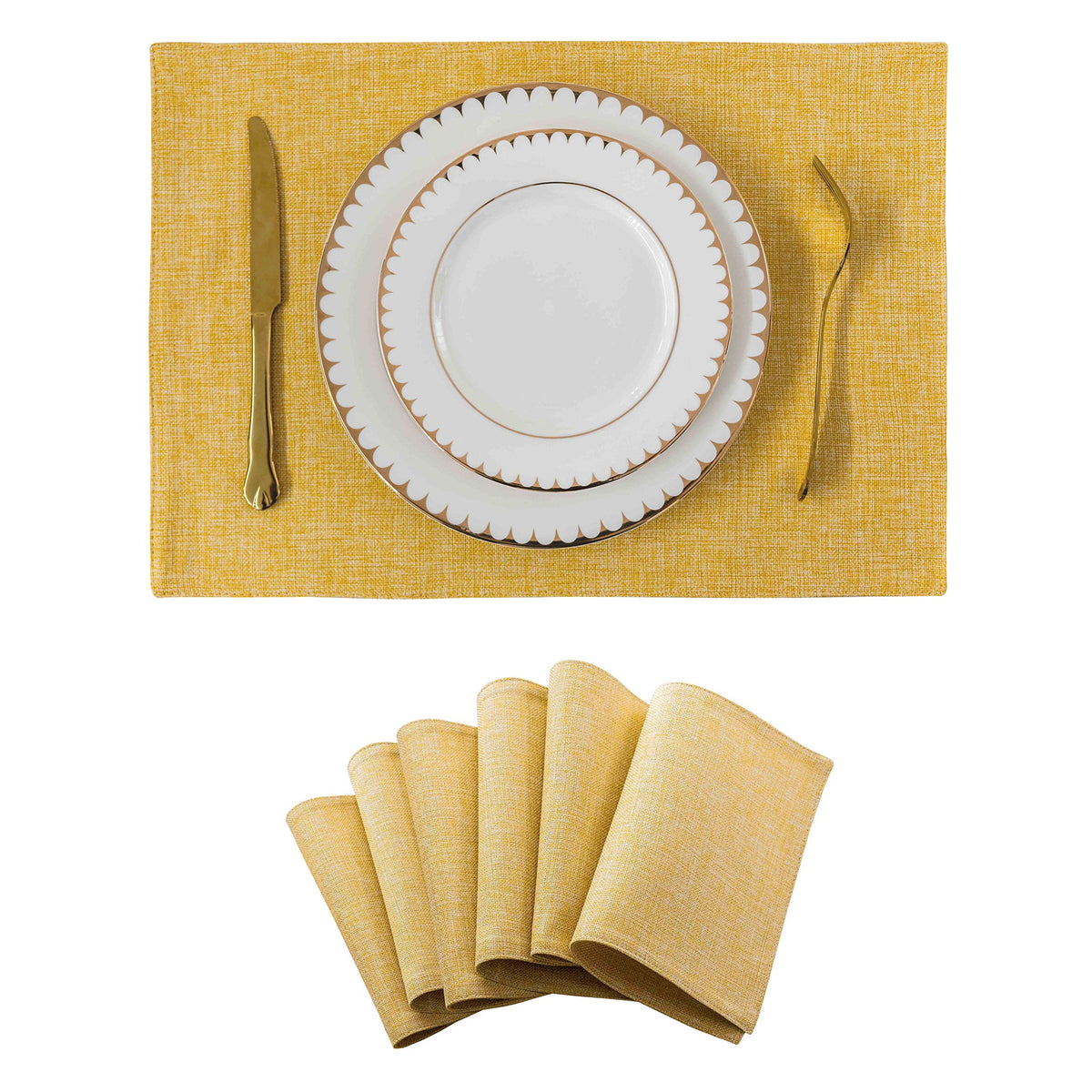 Home Brilliant Linen Placemats Set of 4 Heat Resistant Dining Table Cloth Place Mats Kitchen Table Mats Placemats Table Decor, Natural Linen