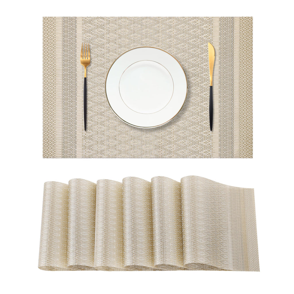 Leetaltree Bean Green Woven Placemats Set of 8 - Heat Resistant Non-Slip Place Mats for Dining Table, Washable Durable PVC Table Mats(Bean Green, 8)