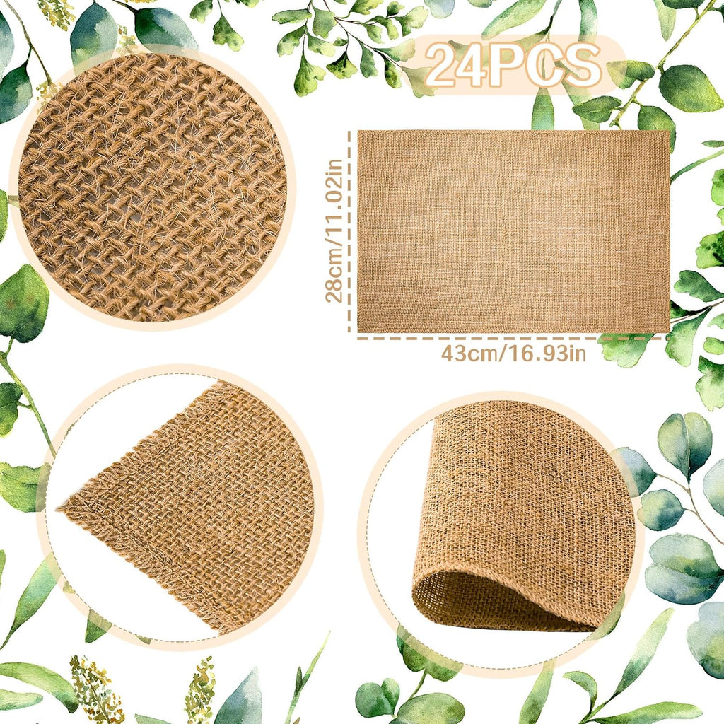 Layhit 24 Pcs Fall Placemats, 11x17 in Burlap Placemat for Table, Rectangle