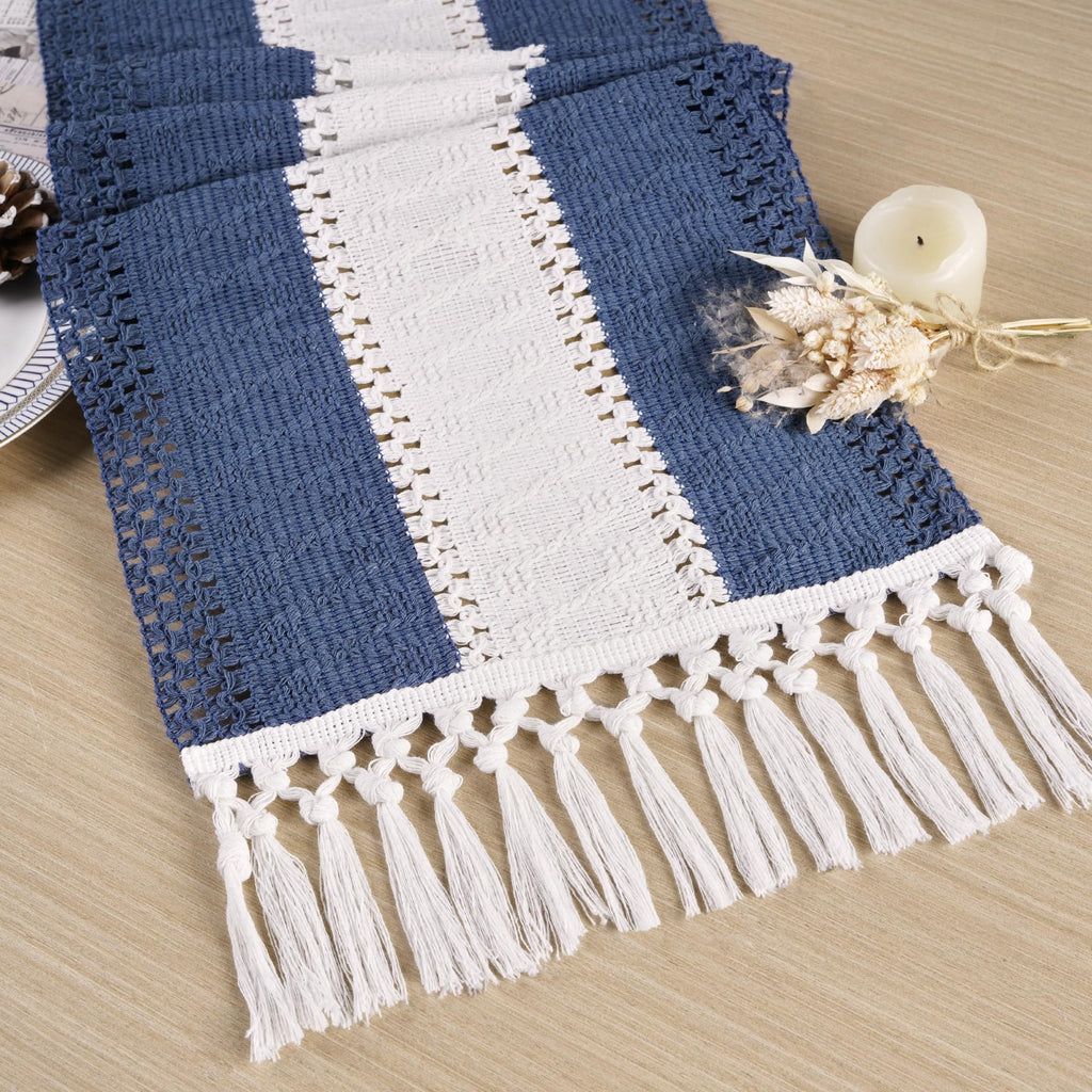 FEXIA Boho Table Runner Fall Burlap Brown Coffee Table Decor 12x72 Inch