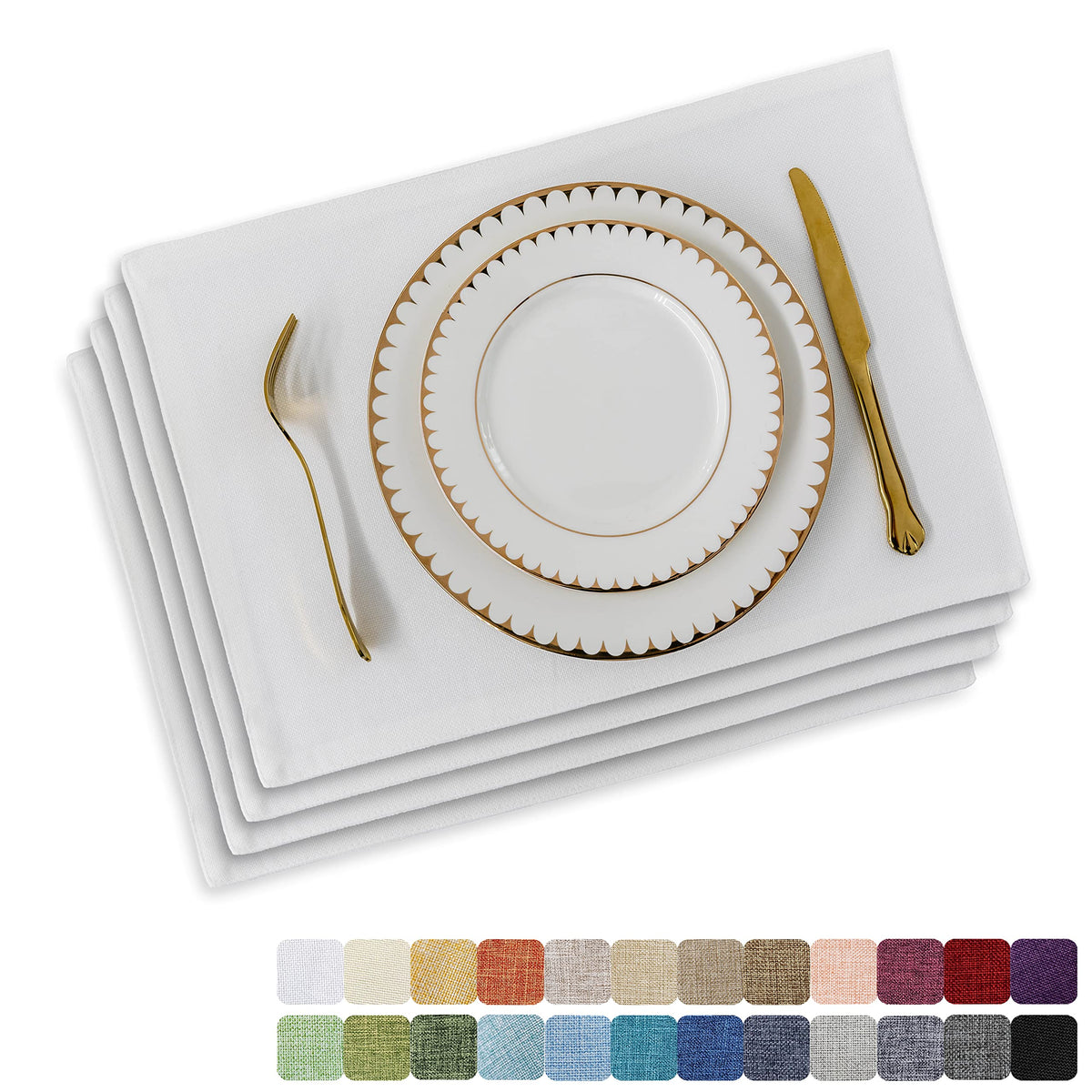 Home Brilliant Linen Placemats Set of 4 Heat Resistant Dining Table Cloth Place Mats Kitchen Table Mats Placemats Table Decor, Natural Linen