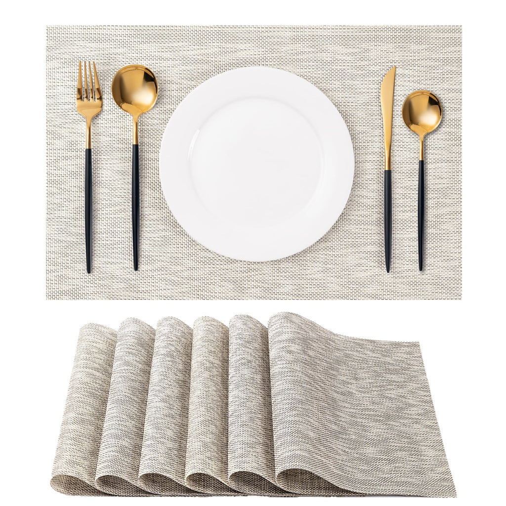 Placemats Set of 4 Washable Indoor(Beige)