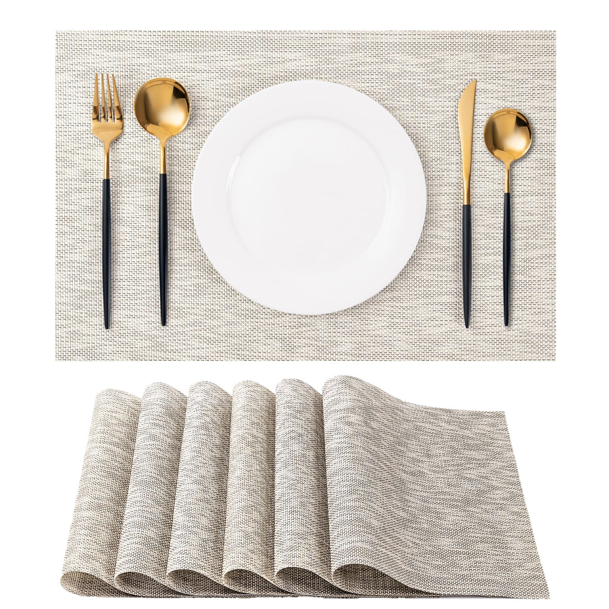 Placemats Set of 4 Washable Indoor(Beige)