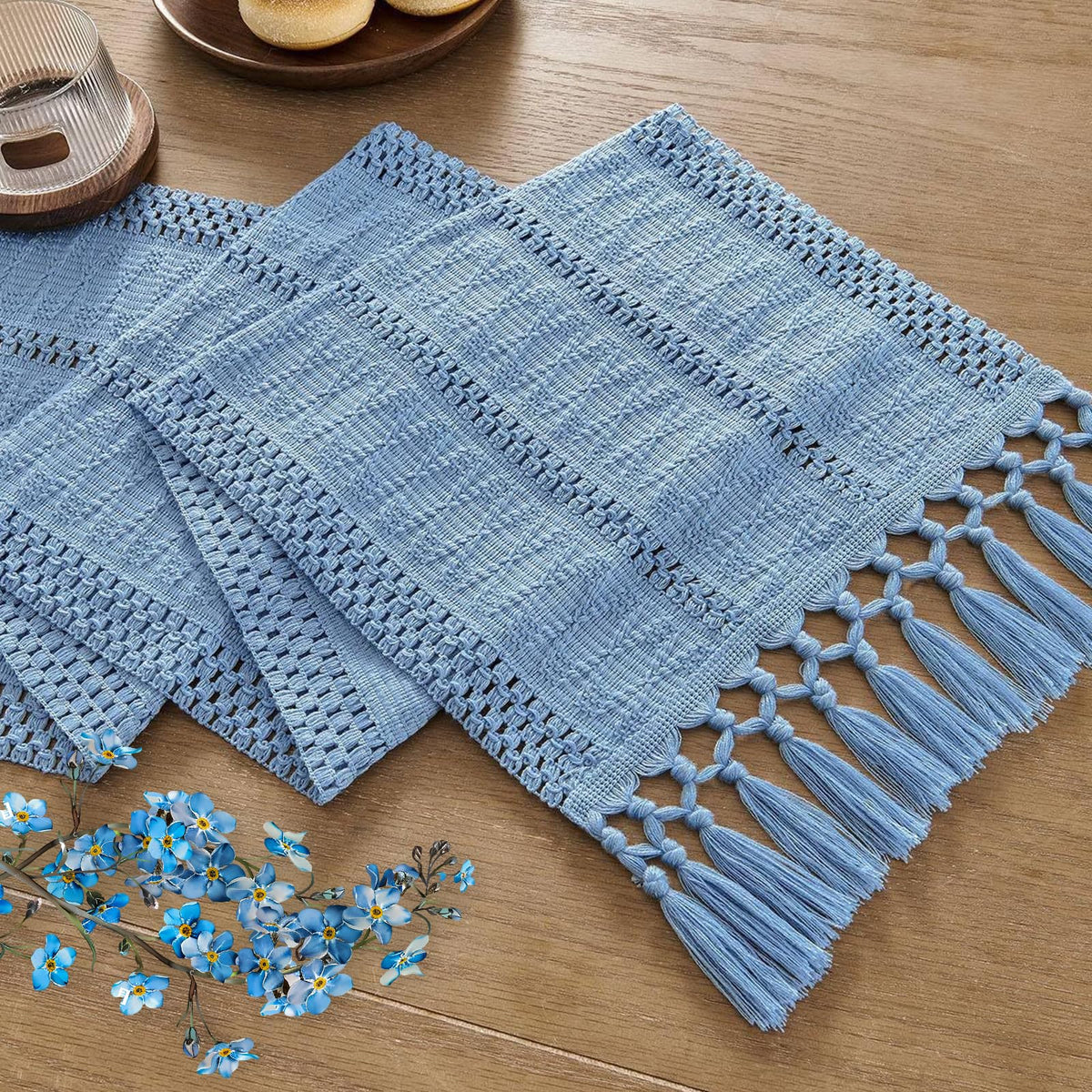 Niviy Burlap Boho Table Runner for Fall Thanksgiving Home Decor 72 Inches