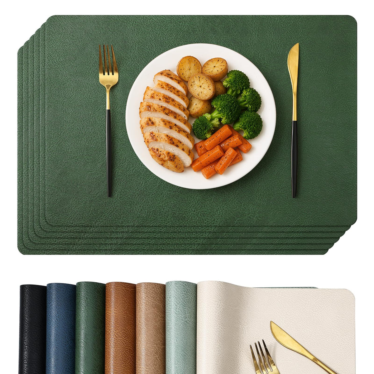 Homaxy Vinyl Heat Resistant Placemats Set of 6, Reddish Brown