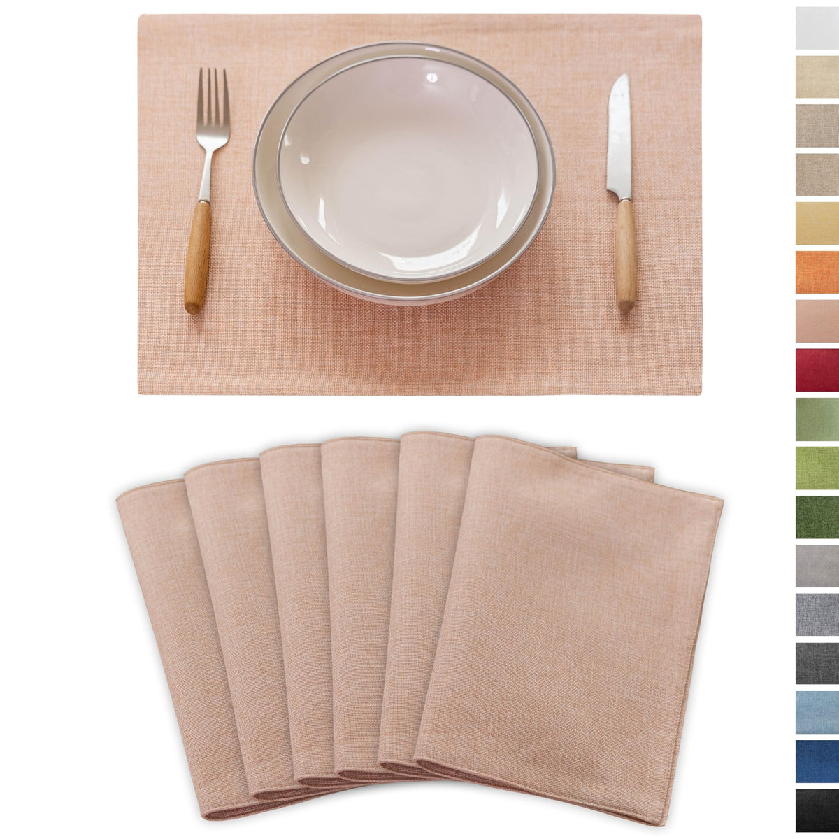 Demetex Cloth Placemats Green Set of 4 Vintage Textured Linen Place Mats Heat Resistant Plate Placemat for Kitchen Dinning Table, Green