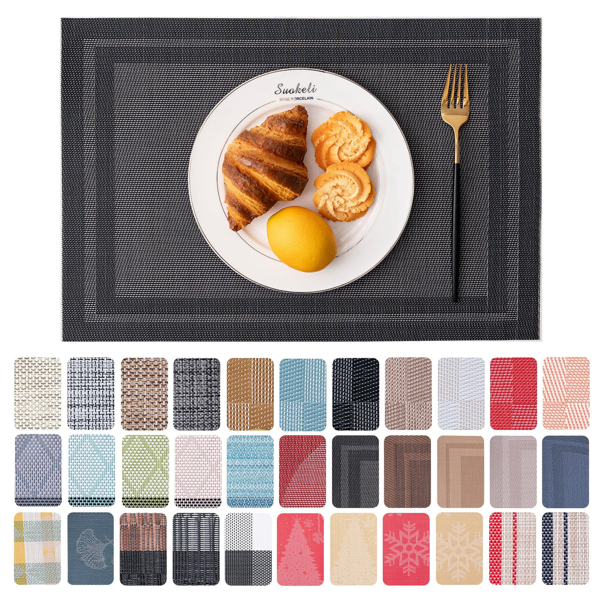 Placemats Set of 4 Washable Indoor(Beige)