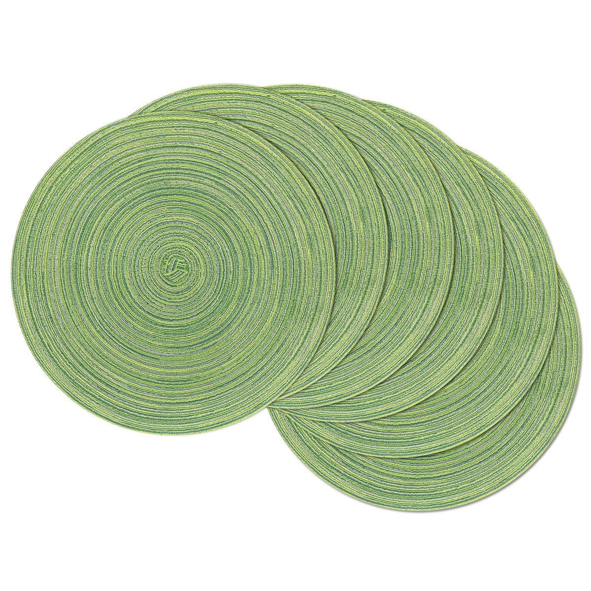 SHACOS 15 inch Round Placemats Set of 6, Cotton Polyester Woven Braided Place Mats, Washable Heat Resistant Circle Table Mats for Dining Table (Beige, 6)