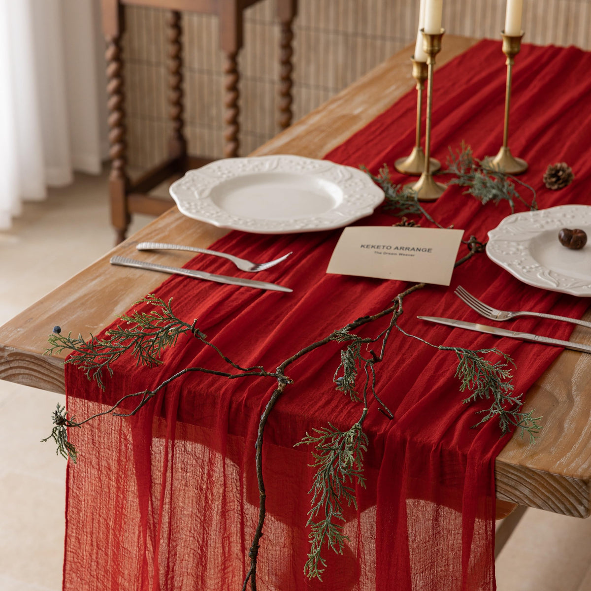 Sage Green Cheesecloth Table Runner 120 Inches Fall Party Home Decorations