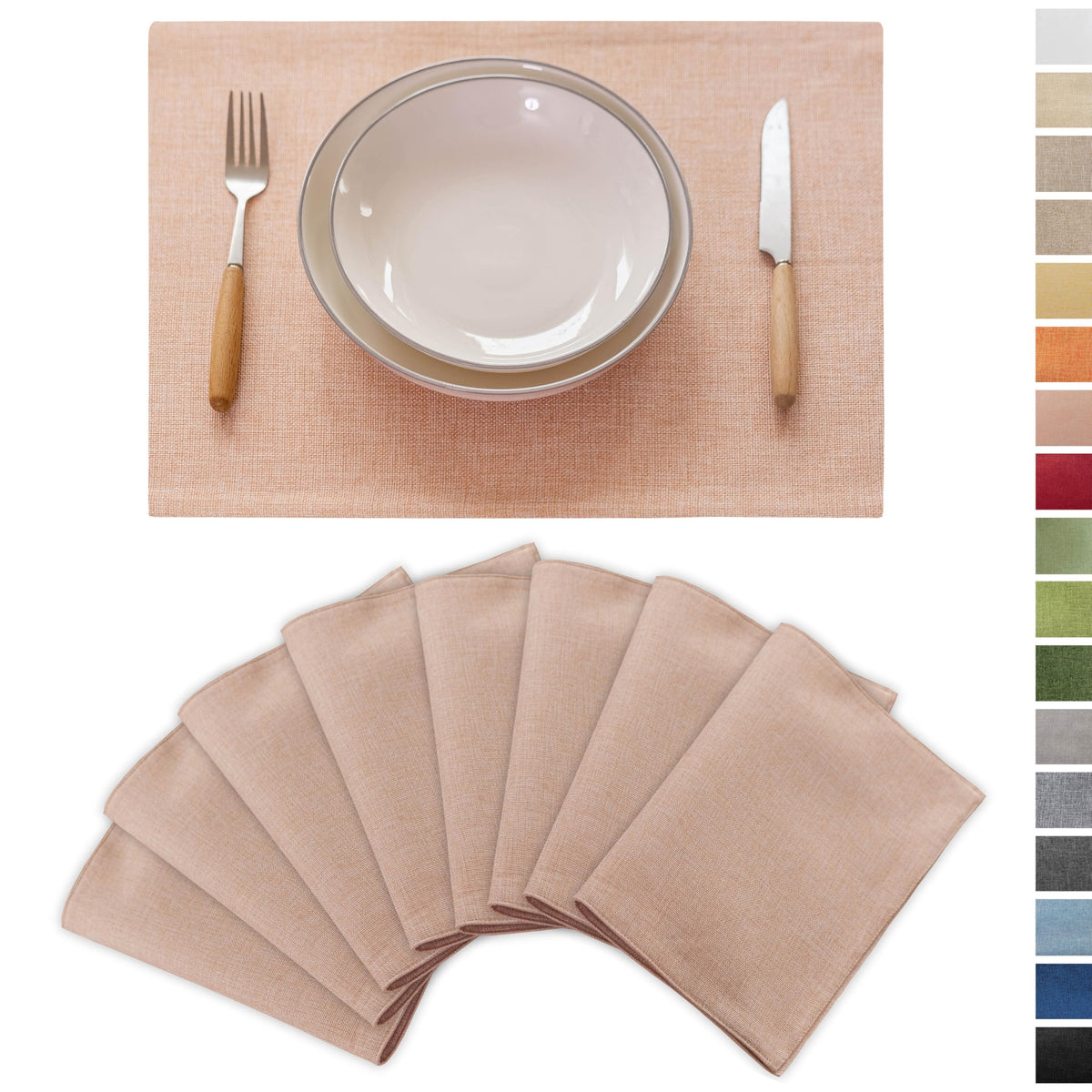 Demetex Cloth Placemats Green Set of 4 Vintage Textured Linen Place Mats Heat Resistant Plate Placemat for Kitchen Dinning Table, Green