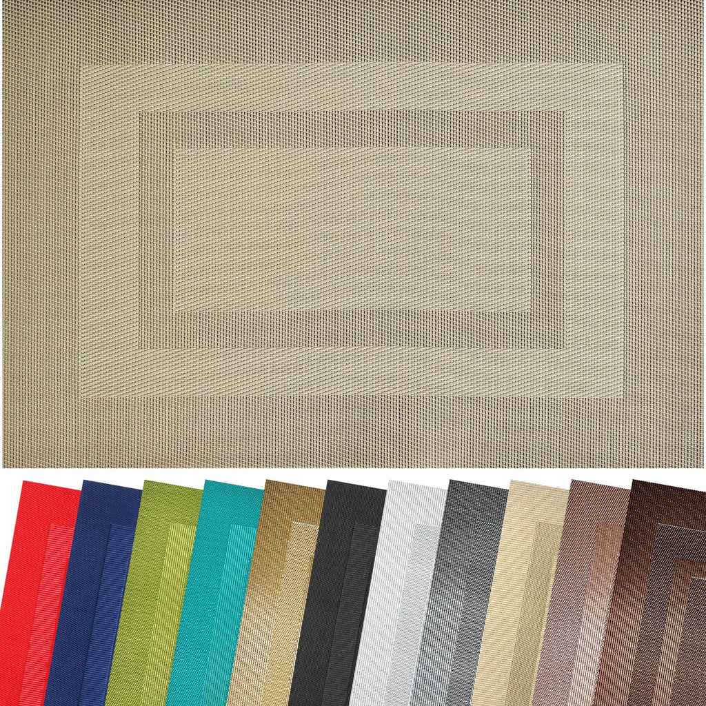 PIGCHCY Placemats,Durable Placemats for Dining Table,Washable Woven Vinyl Kitchen Placemats Set of 4 (Brown)