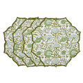 CPC Agate Green Block Print Cotton Floral Placemat 15x15 Inch, Set of 4
