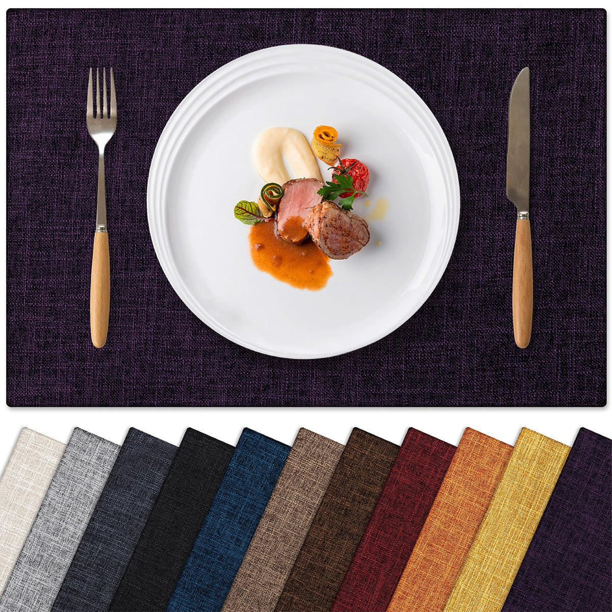 Placemats Set of 4 Machine Washable Cloth Table Mats, 12x18 Inch