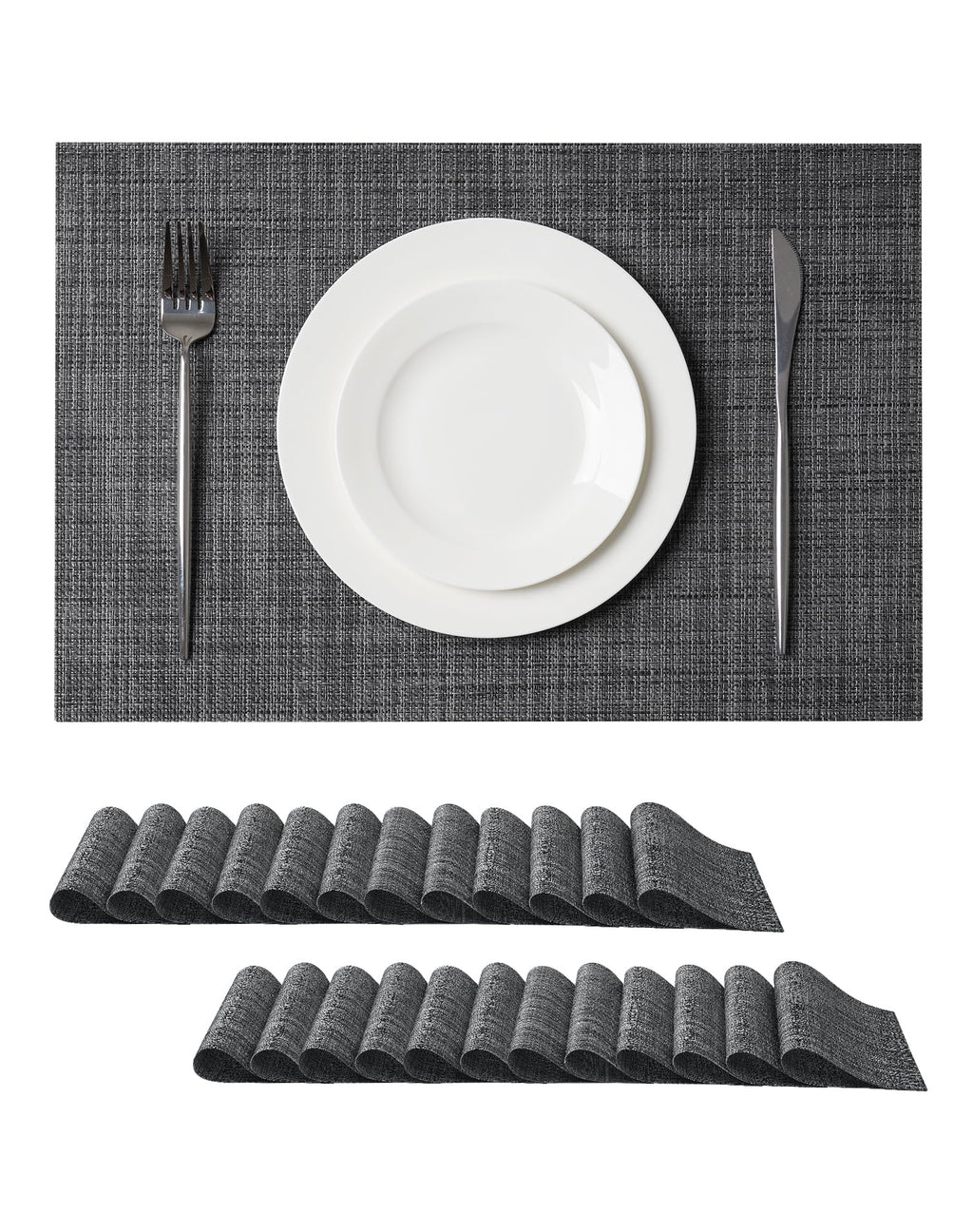 Leetaltree Light Brown Placemats Set of 8 - Heat Resistant Woven Vinyl