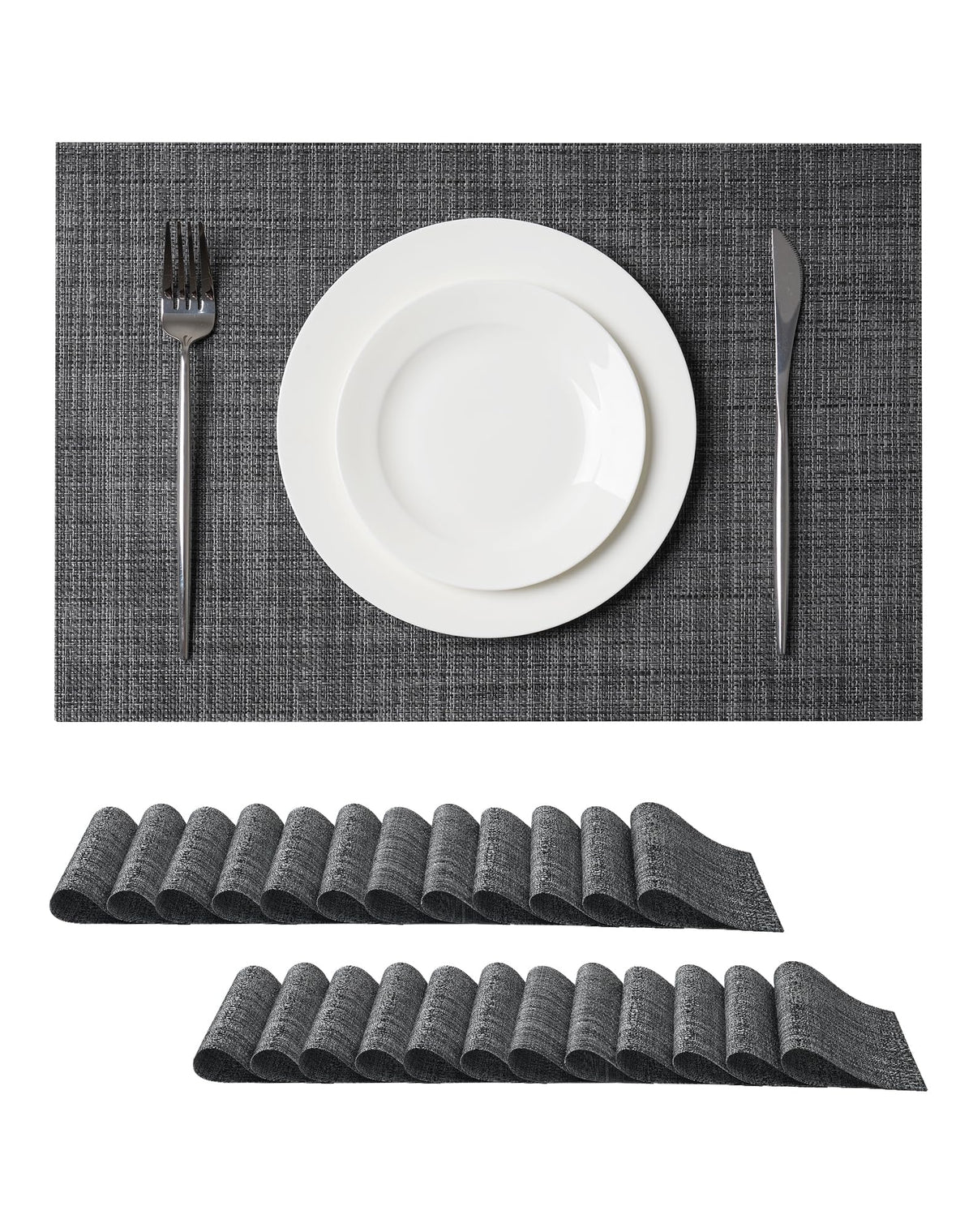 Leetaltree Light Brown Placemats Set of 8 - Heat Resistant Woven Vinyl