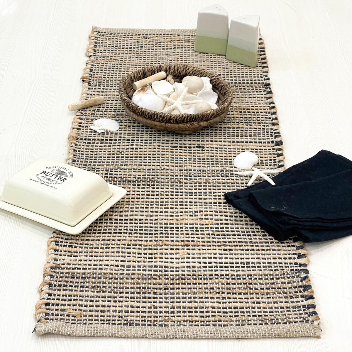 Chardin Home Natural Jute & Aqua Turquoise Placemats, Set of 4 – Rustic Handmade Boho Table Mats, 13x19 in Dining Table Placemats - Kitchen, Everyday Meals, Holidays, Farmhouse or Modern Table Décor