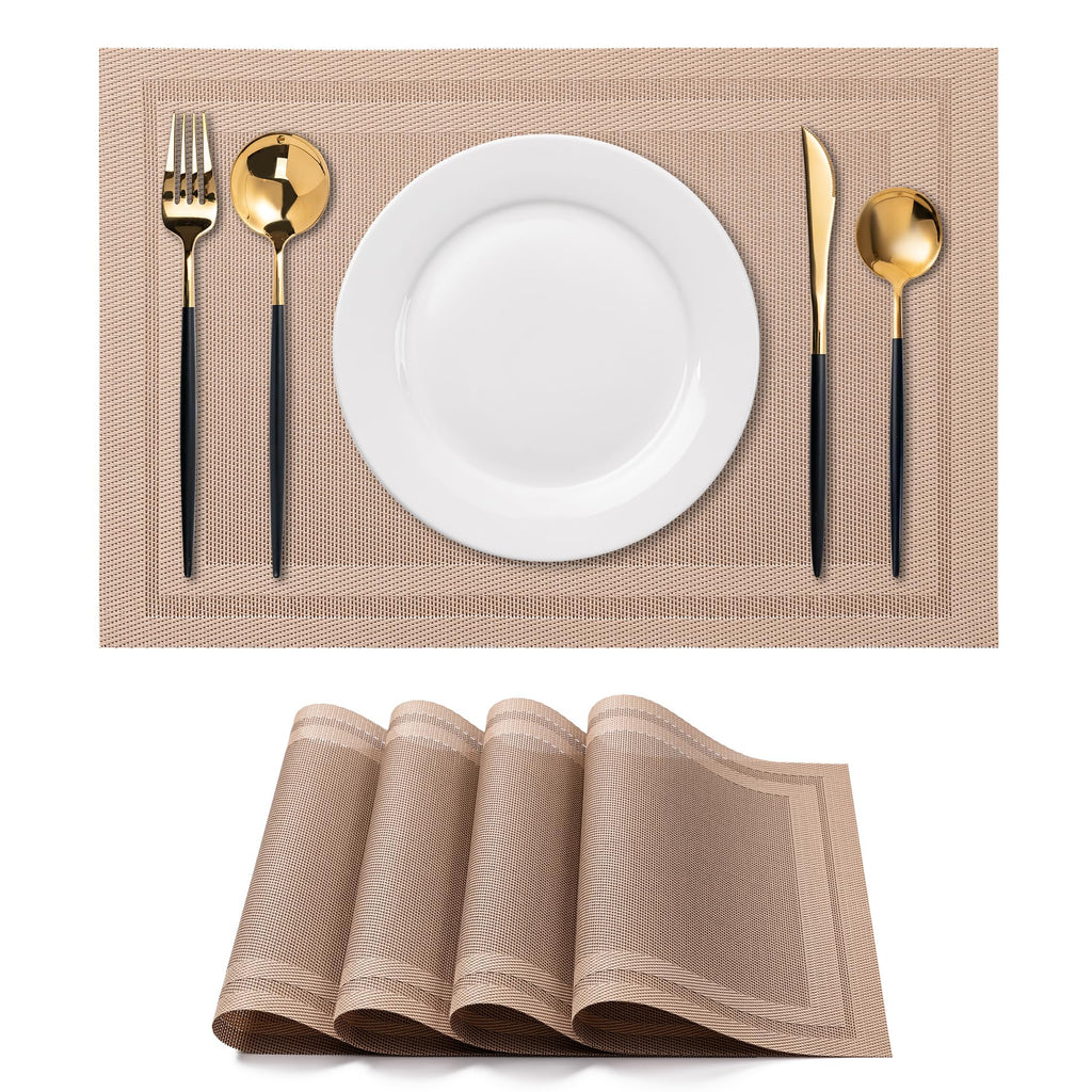 Placemats Set of 4 Washable Indoor(Beige)