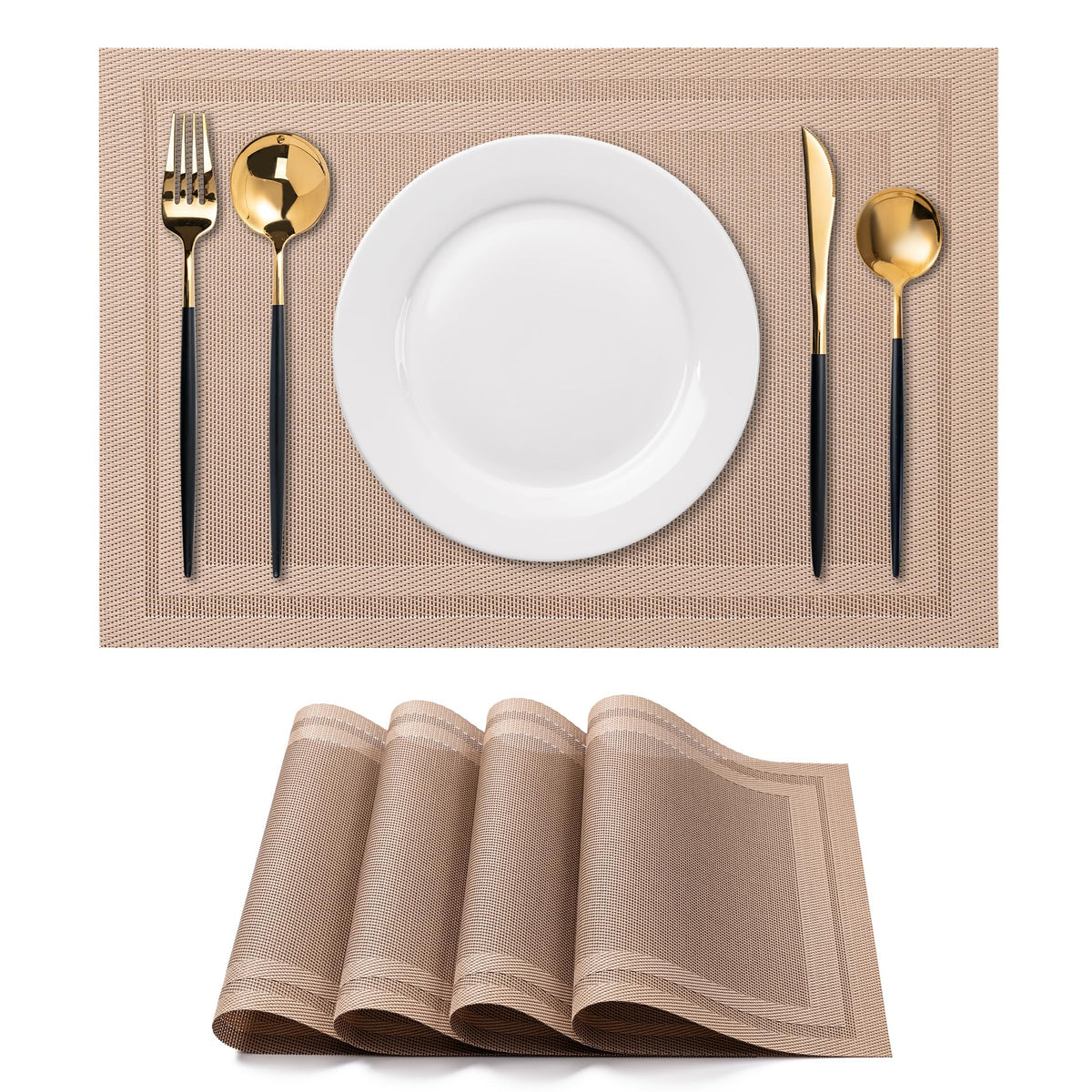 Placemats Set of 4 Washable Indoor(Beige)