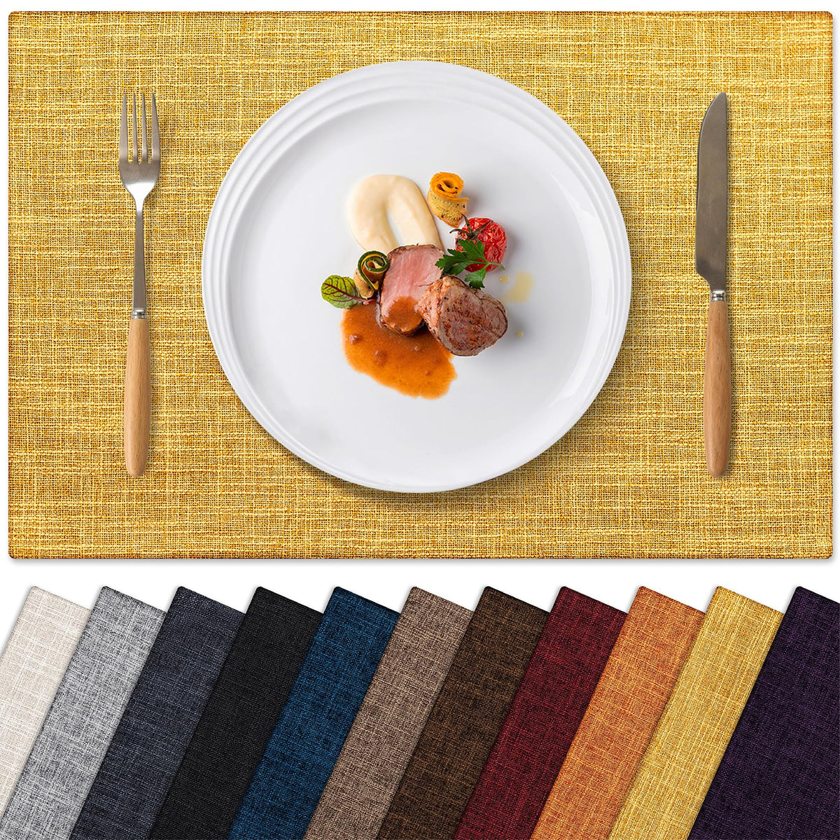 Placemats Set of 4 Machine Washable Cloth Table Mats, 12x18 Inch
