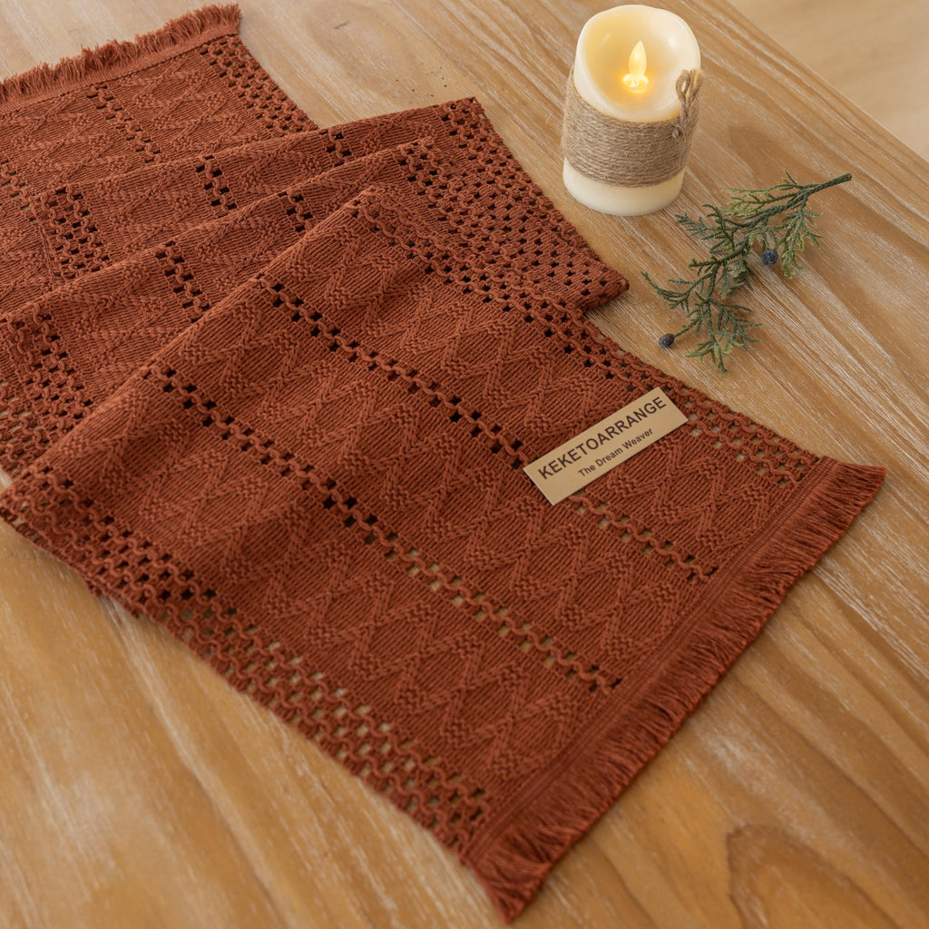Keketoarrange Boho Macrame Table Runner 12x72 Inch