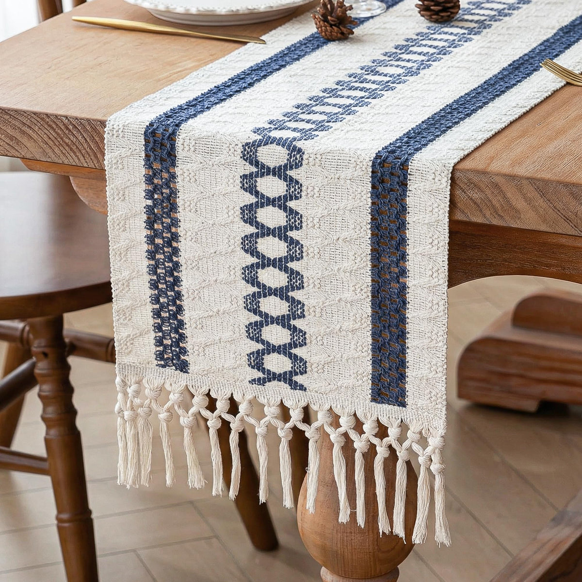 FEXIA Boho Table Runner Fall Burlap Brown Coffee Table Decor 12x72 Inch