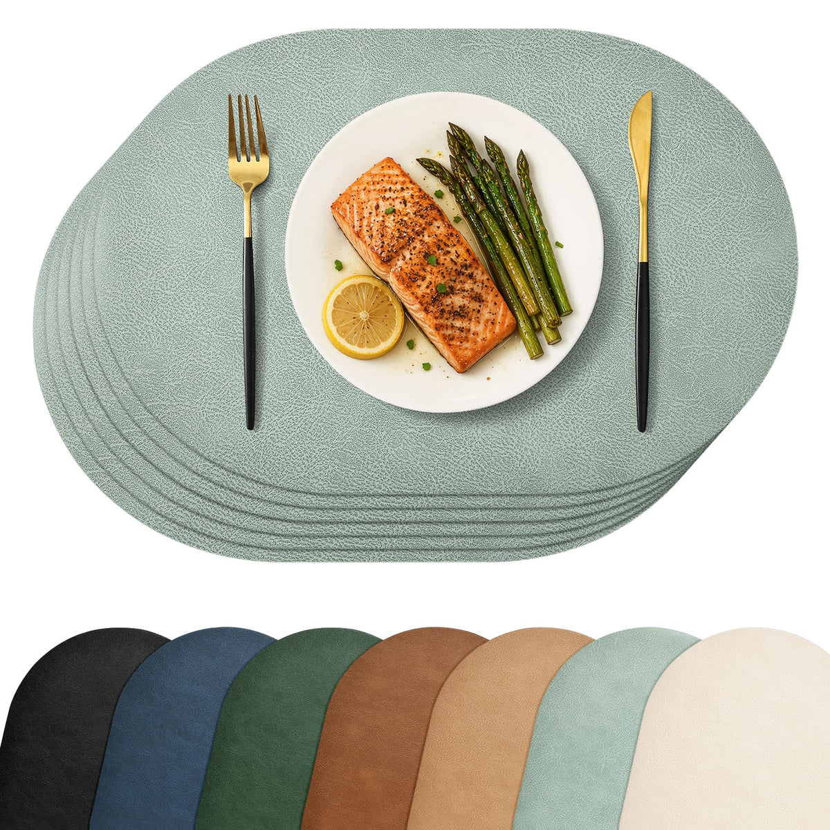 Homaxy Oval Heat Resistant Placemats Set of 6, Reddish Brown