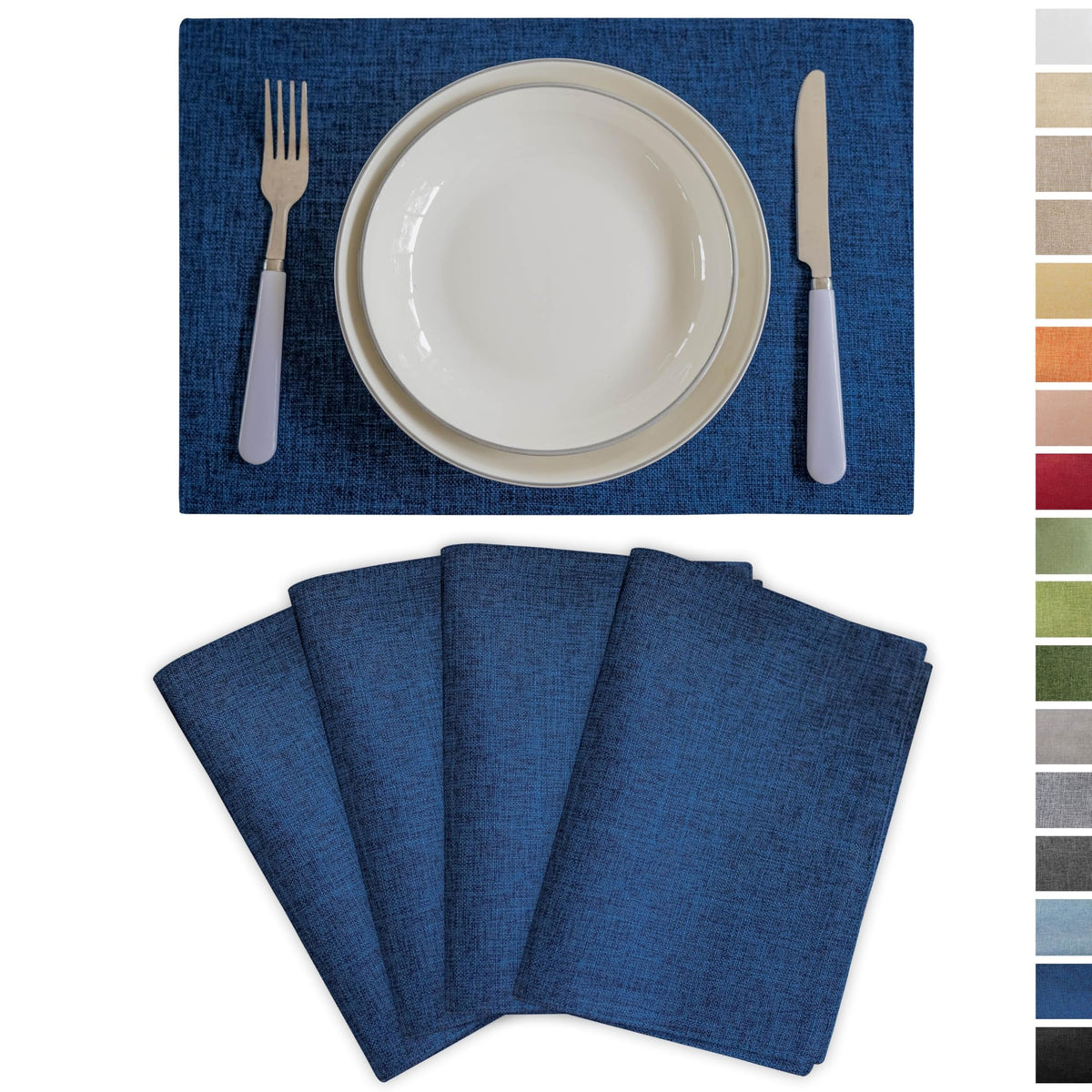 Demetex Cloth Placemats Green Set of 4 Vintage Textured Linen Place Mats Heat Resistant Plate Placemat for Kitchen Dinning Table, Green