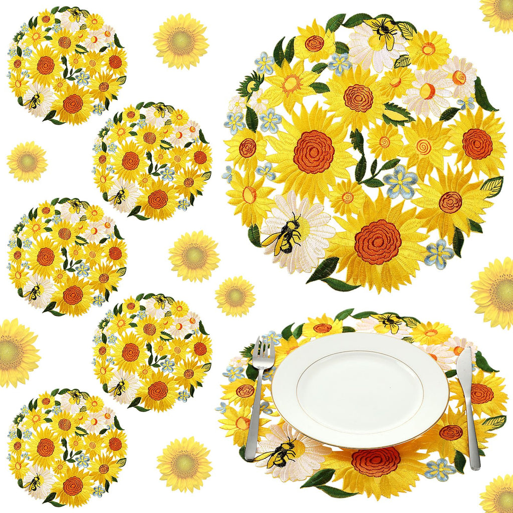 Yingzhao 6 Pcs Fall Leaf Placemats Thanksgiving Orange Table Placemats