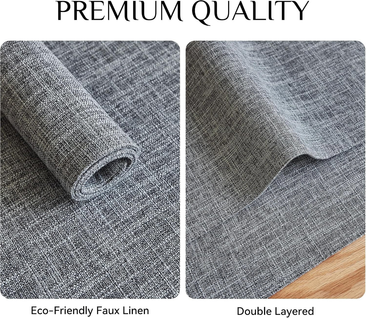 Softalker Faux Linen Cloth Placemats Set of 6-12 x 18 Inch, Light Grey