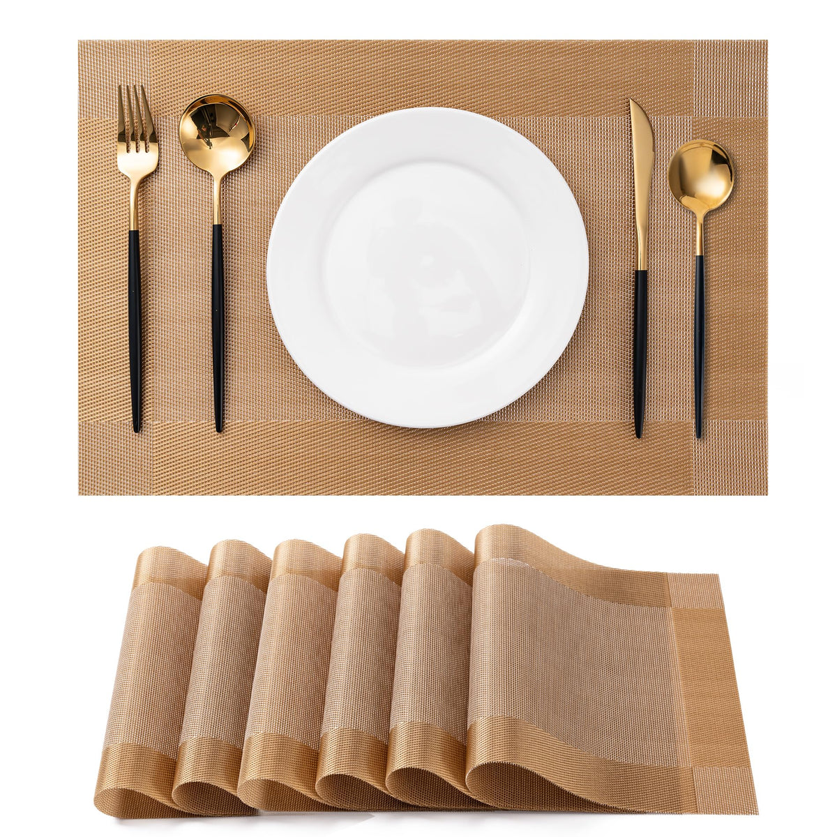Placemats Set of 4 Washable Indoor(Beige)