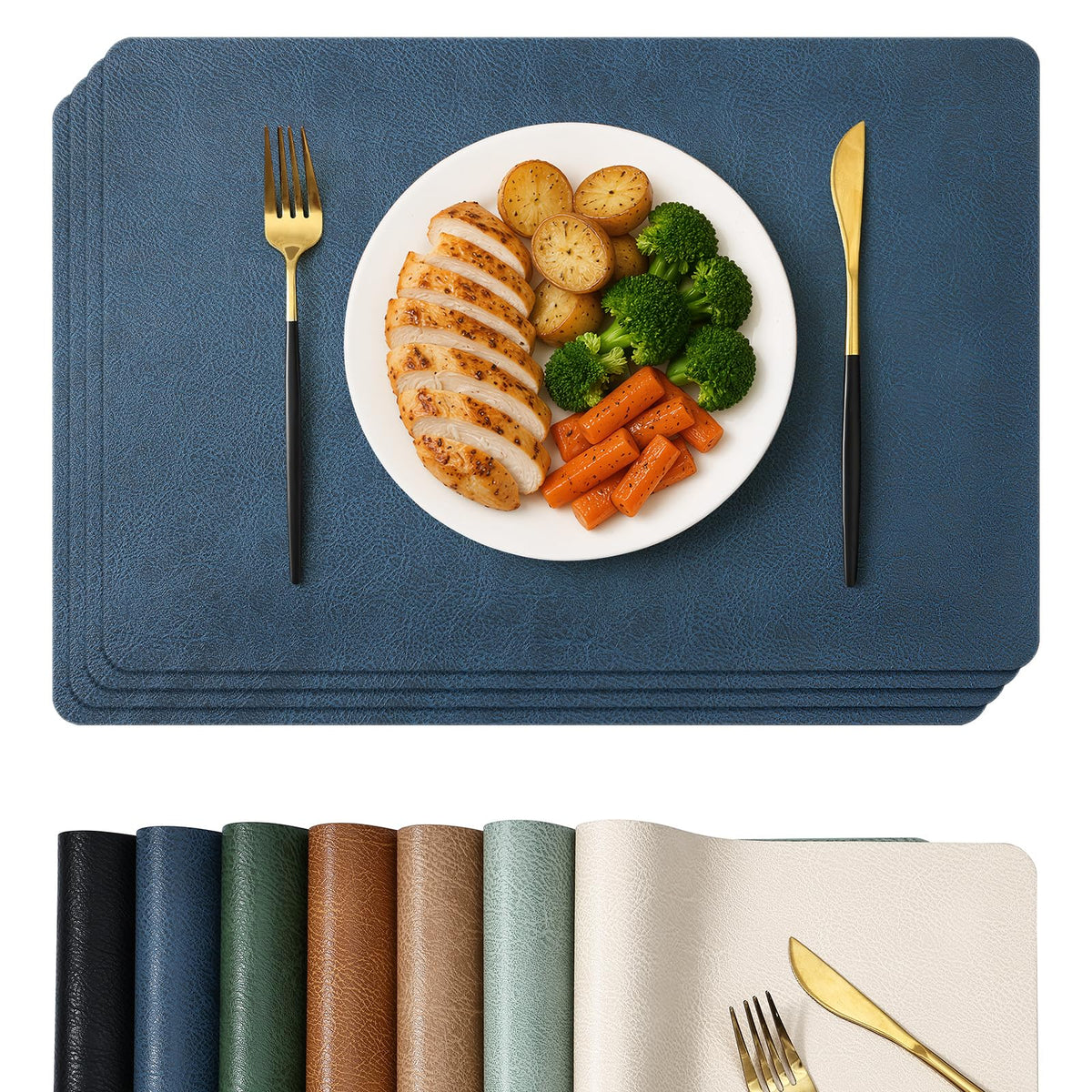 Homaxy Vinyl Heat Resistant Placemats Set of 6, Reddish Brown