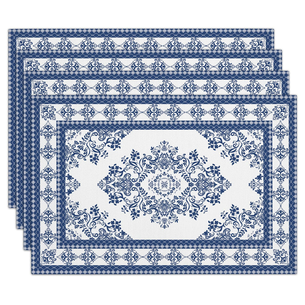 Boho Floral Placemats Set of 4, 12x18 Inch Waterproof Washable Heat Resistant Place Mats, Table Placemats for Dining Restaurant Farmhouse Decoration, Indoor Outdoor Table Decor -rc03