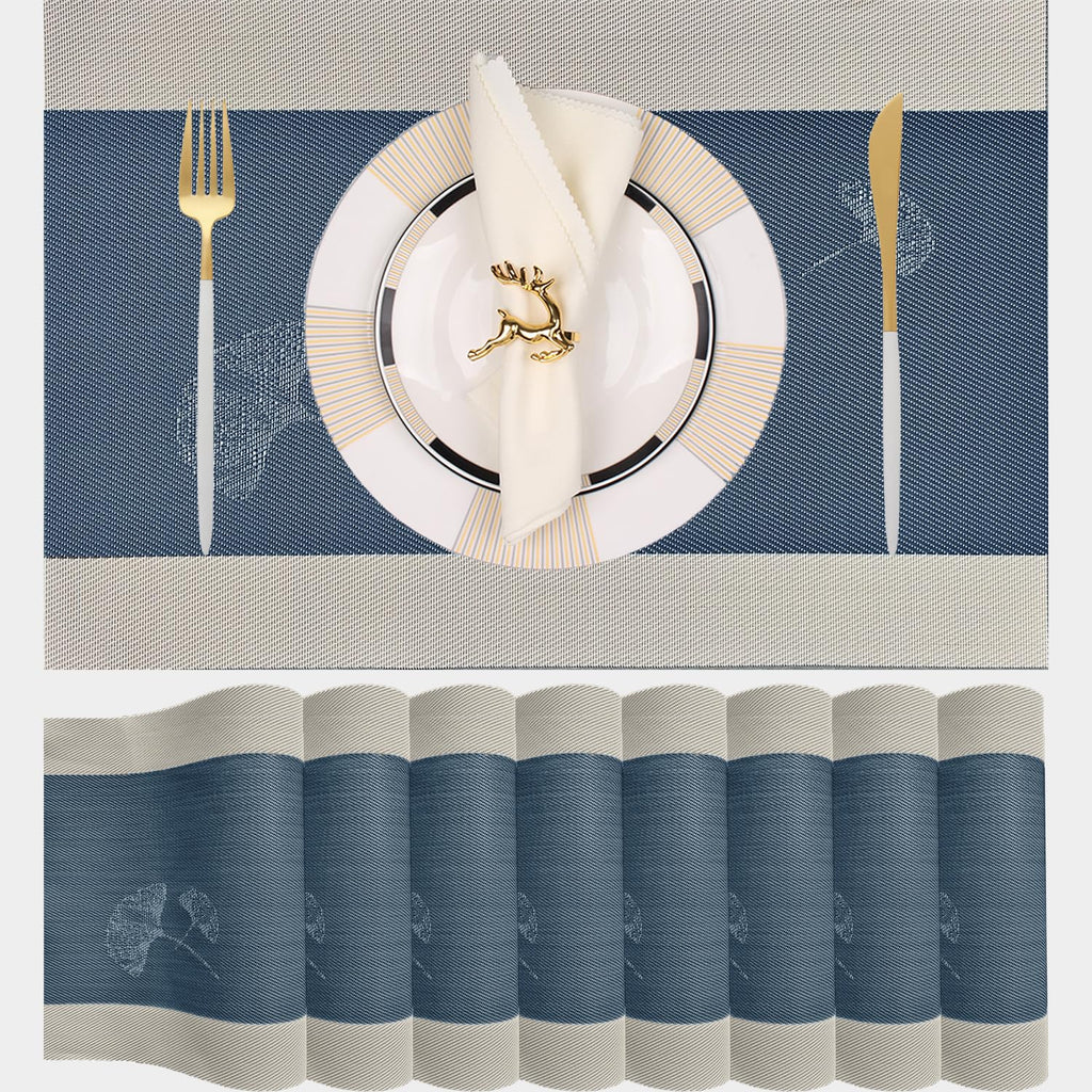 PIGCHCY Placemats,Durable Placemats for Dining Table,Washable Woven Vinyl Kitchen Placemats Set of 4 (Brown)