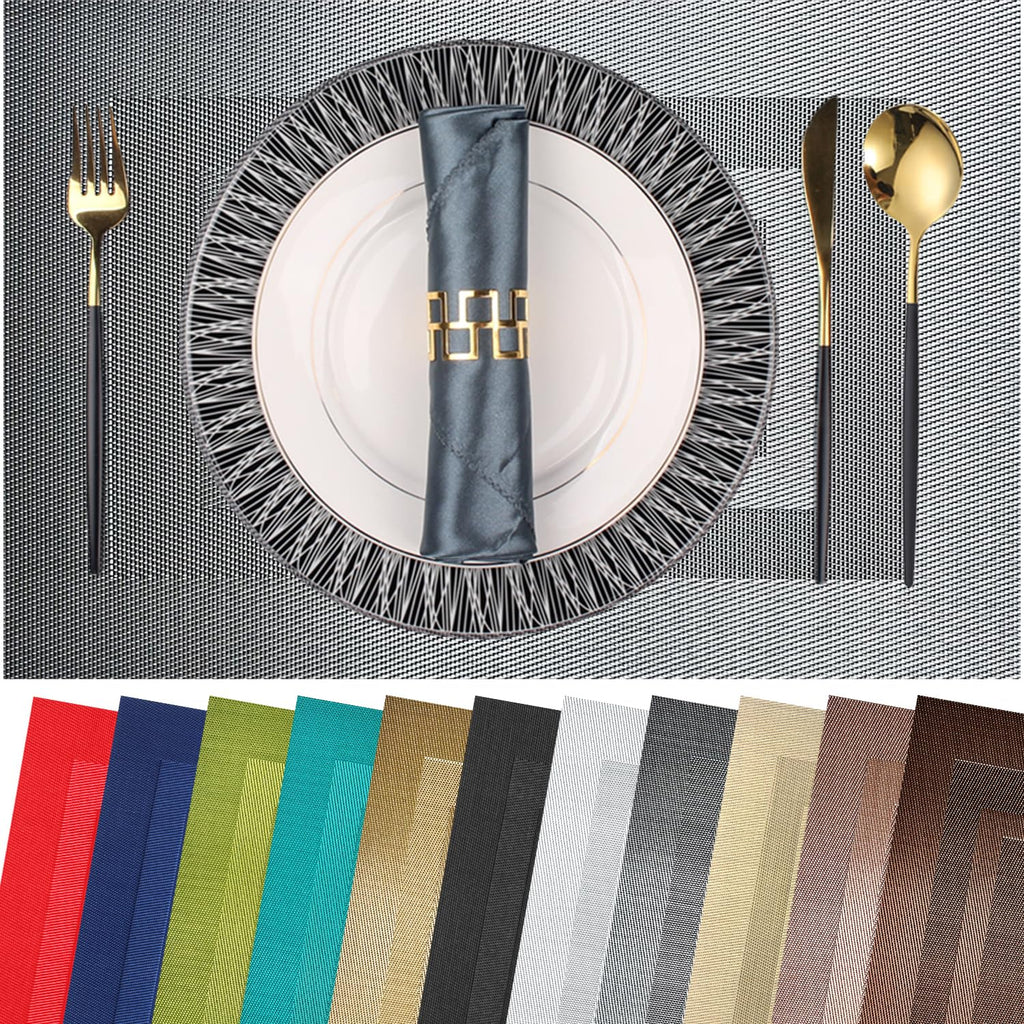 PIGCHCY Placemats,Durable Placemats for Dining Table,Washable Woven Vinyl Kitchen Placemats Set of 4 (Brown)