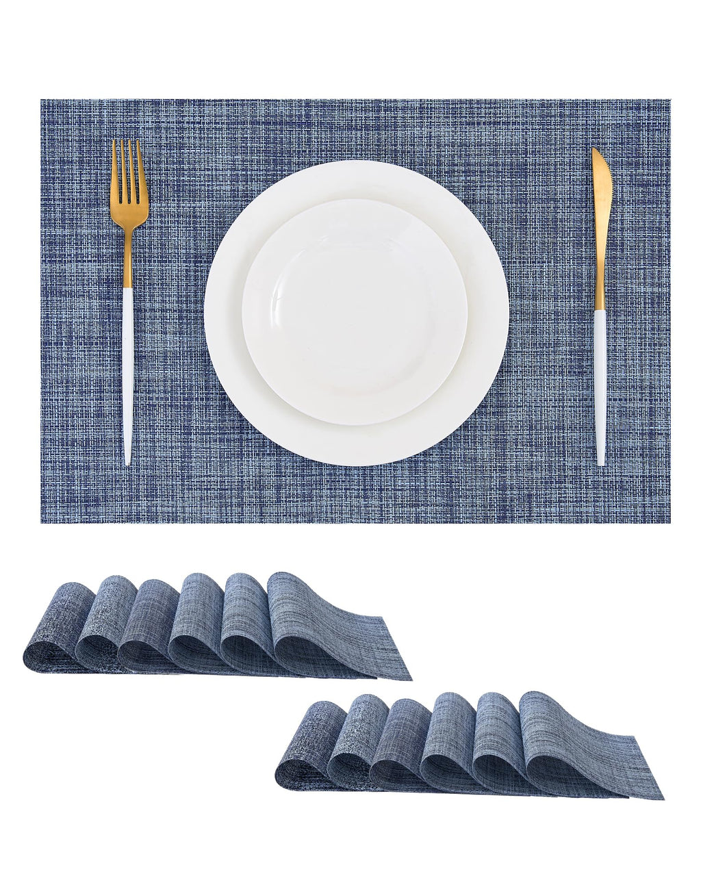 Leetaltree Bean Green Woven Placemats Set of 8 - Heat Resistant Non-Slip Place Mats for Dining Table, Washable Durable PVC Table Mats(Bean Green, 8)