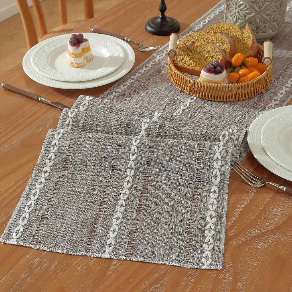 Niviy Burlap Boho Table Runner for Fall Thanksgiving Home Decor 72 Inches