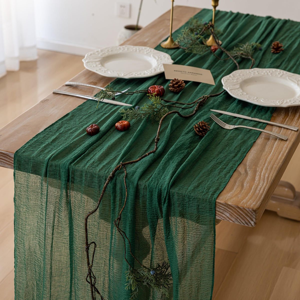 Sage Green Cheesecloth Table Runner 120 Inches Fall Party Home Decorations