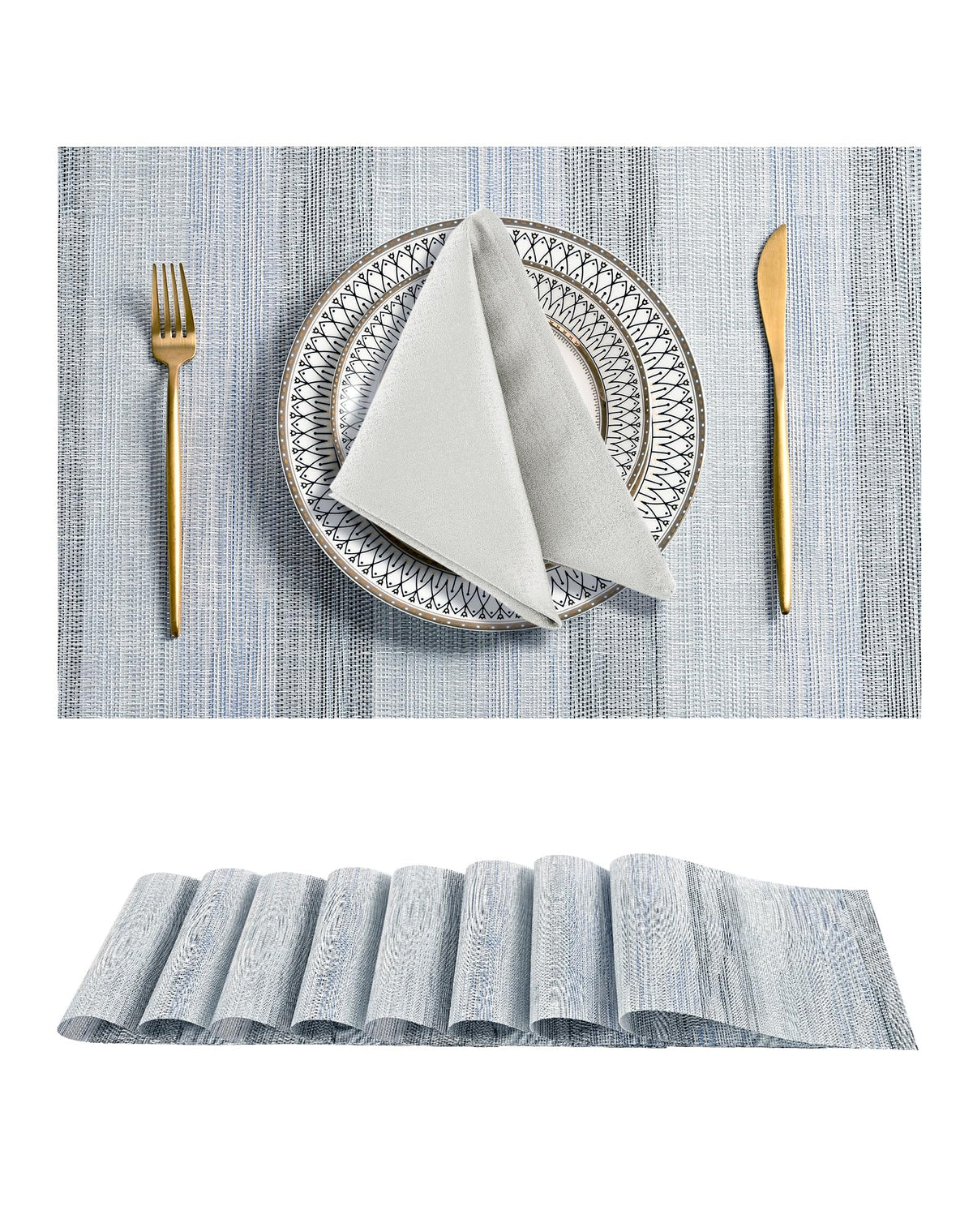 Leetaltree Light Brown Placemats Set of 8 - Heat Resistant Woven Vinyl