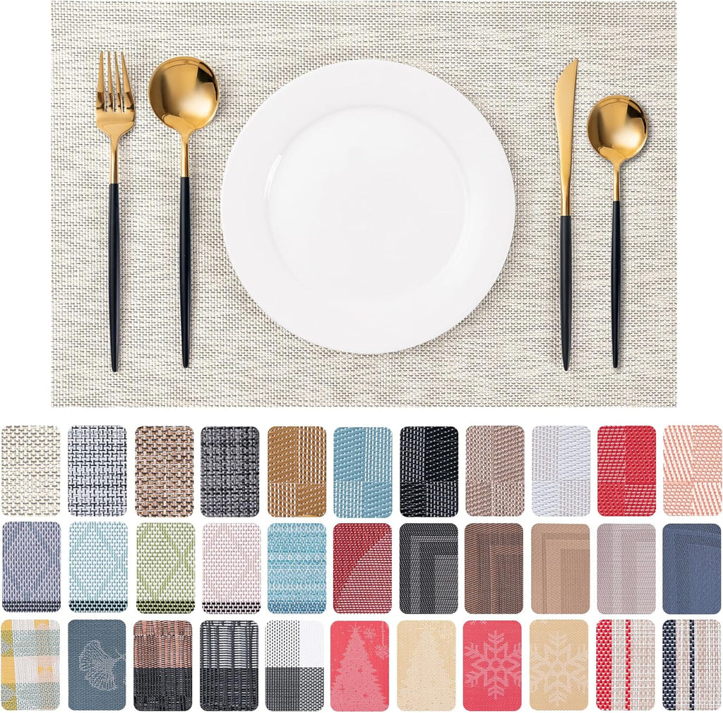 Placemats Set of 4 Washable Indoor(Beige)