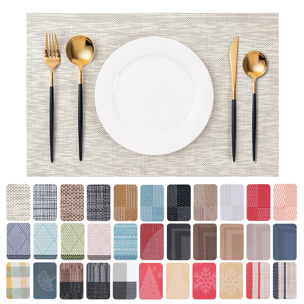 Placemats Set of 4 Washable Indoor(Beige)