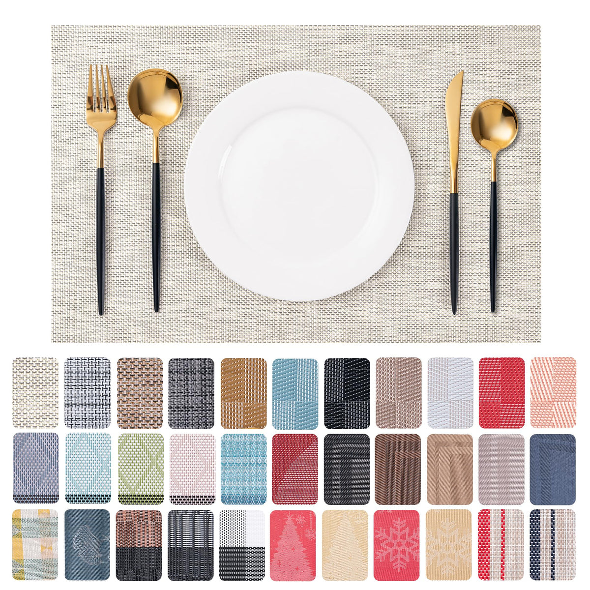 Placemats Set of 4 Washable Indoor(Beige)