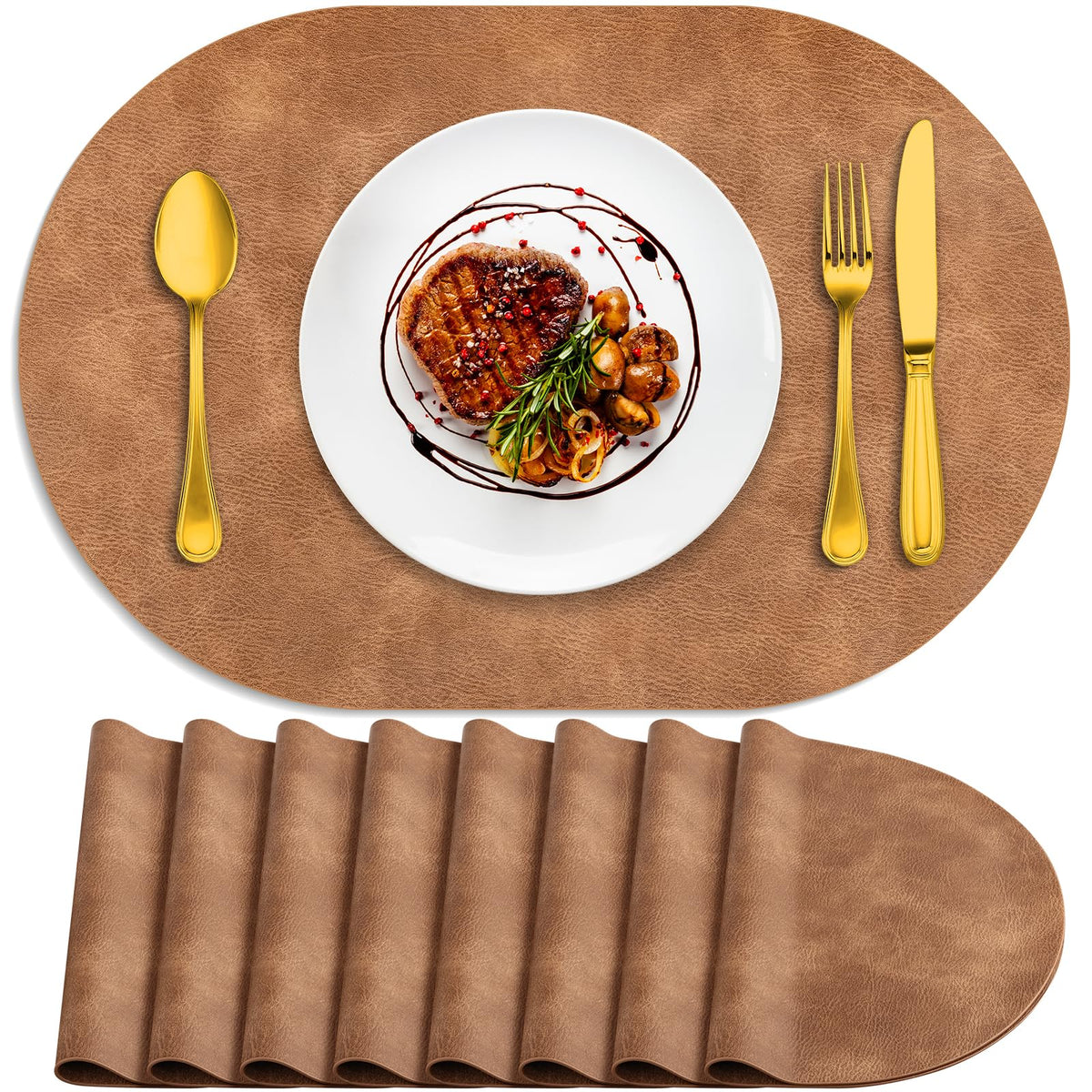 ADRIMER Placemats, Heat Resistant Oval Place Mats Set of 4 Easy to Clean