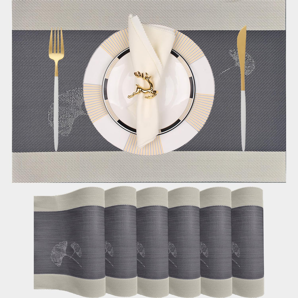 PIGCHCY Placemats,Durable Placemats for Dining Table,Washable Woven Vinyl Kitchen Placemats Set of 4 (Brown)