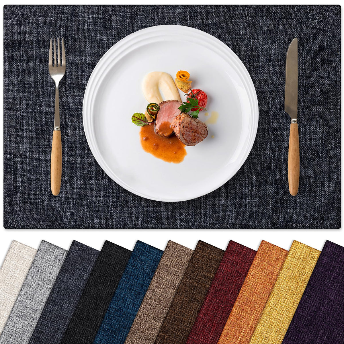 Placemats Set of 4 Machine Washable Cloth Table Mats, 12x18 Inch