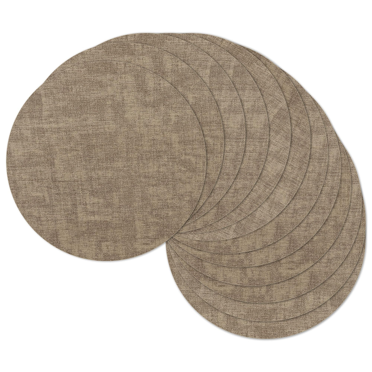13" Round Placemats Set of 6, Reversible Faux Leather Wipeable Table Mats